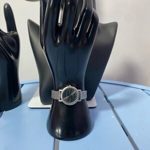 Vintage Sharper Image Ladies Quartz Watch Stainless Steel Mesh Band Silver Tone